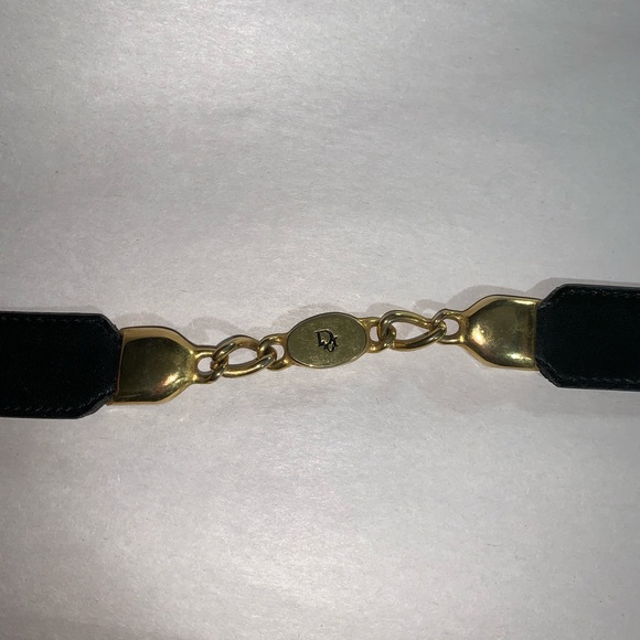 DIOR size M/L 29"-33" black leather chainlink BELT - Picture 9 of 15